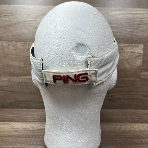Ping Visor Hat White Red Adjustable Hook and Loop One Size Golf - Picture 3 of 8